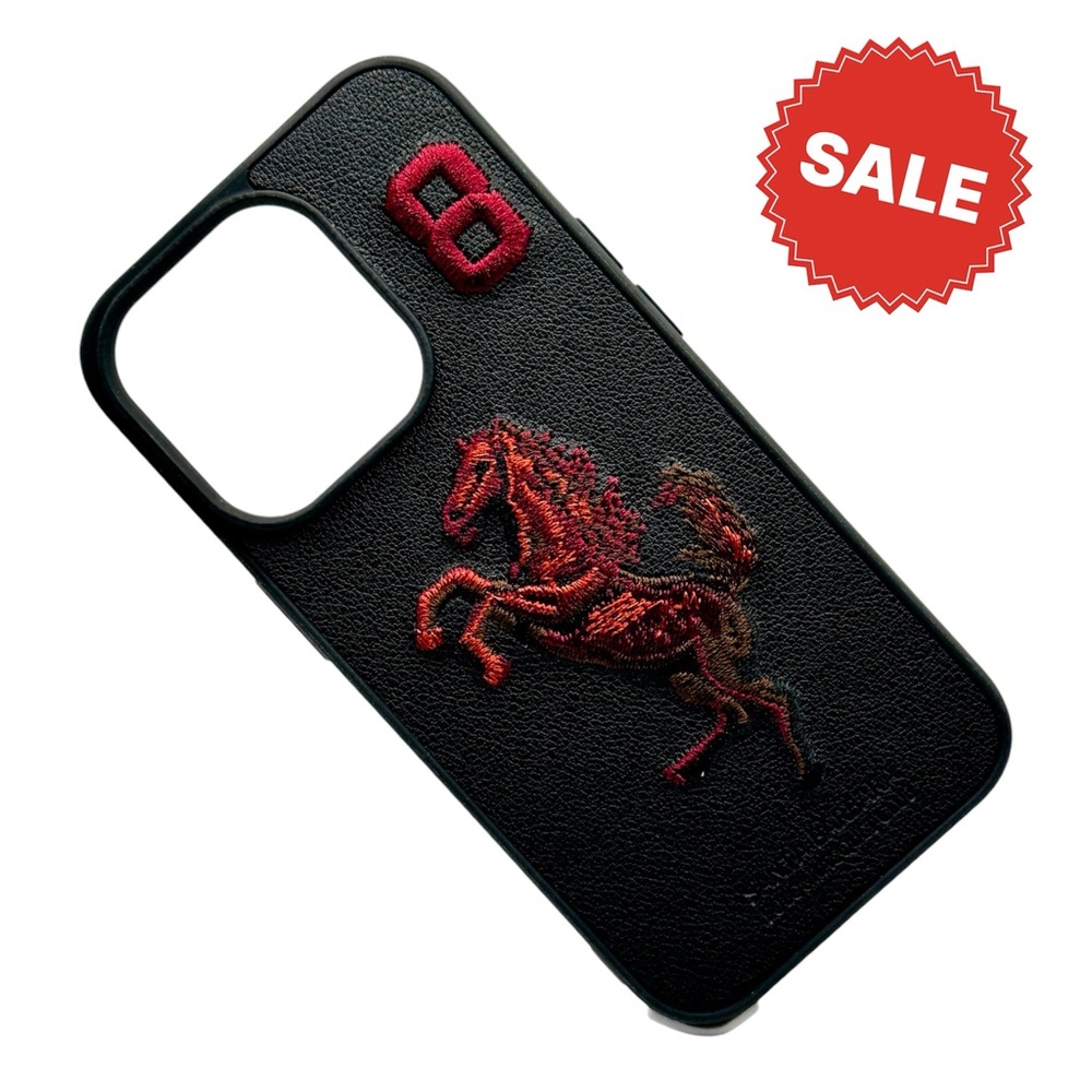 Apple iPhone Case 14 Pro, Embroidered Polo Horse Inspired